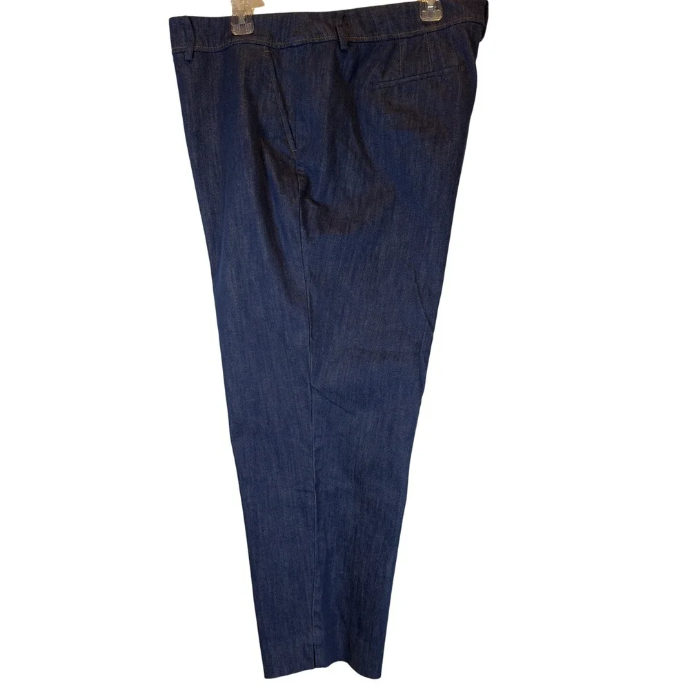 Talbots Dress Denim Slit Ankle Pants Size 20W Dark Blue Welt Pockets Work Preppy - Picture 2 of 12